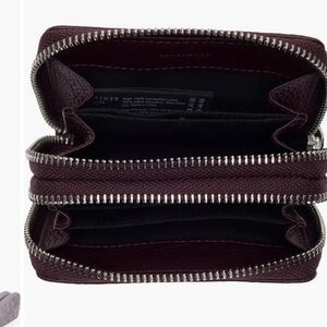 AllSaints Fetch Card Burnt Red Double Zip Leather Wallet NWT 🔆